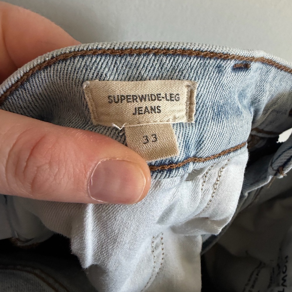Madewell Lightwash Blue Denim Superwide-Leg Jeans size 33 EUC - Picture 7 of 9